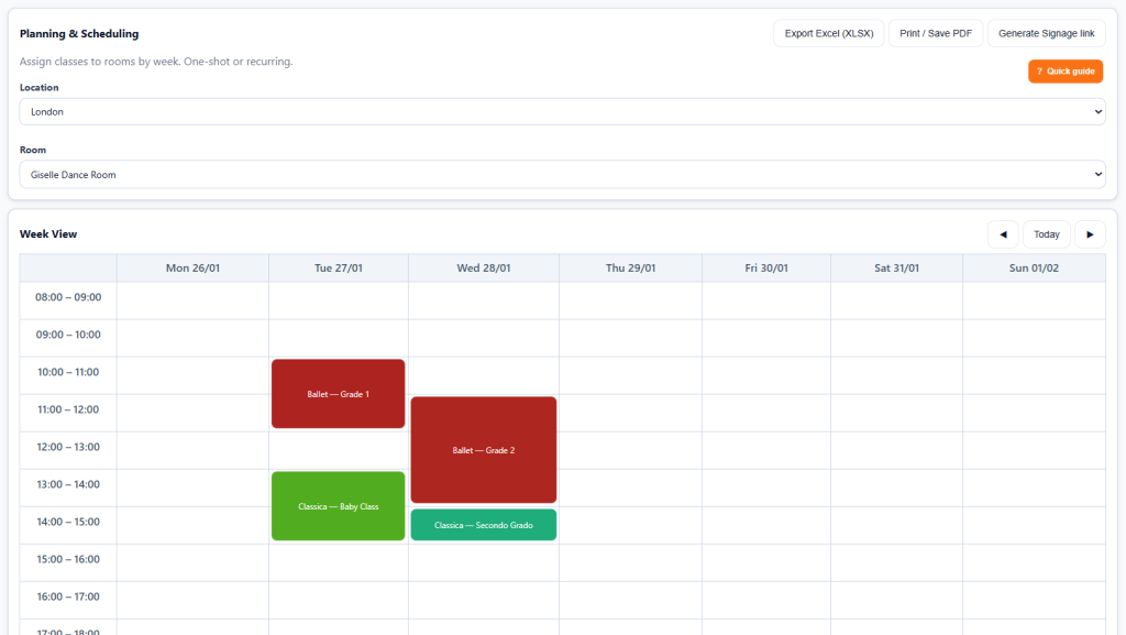 Screenshot of advanced planning setup options