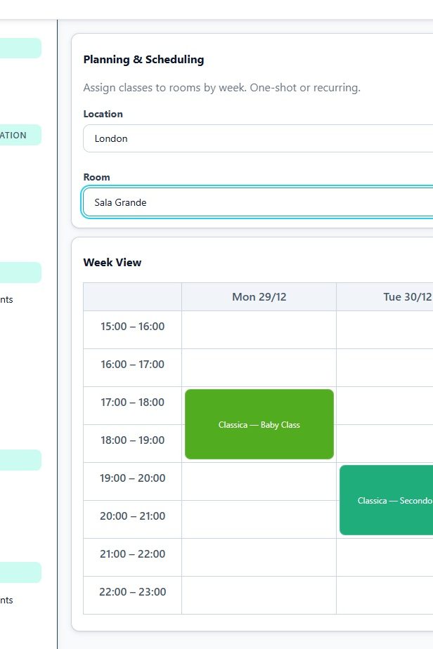 Screenshot of the student management interface