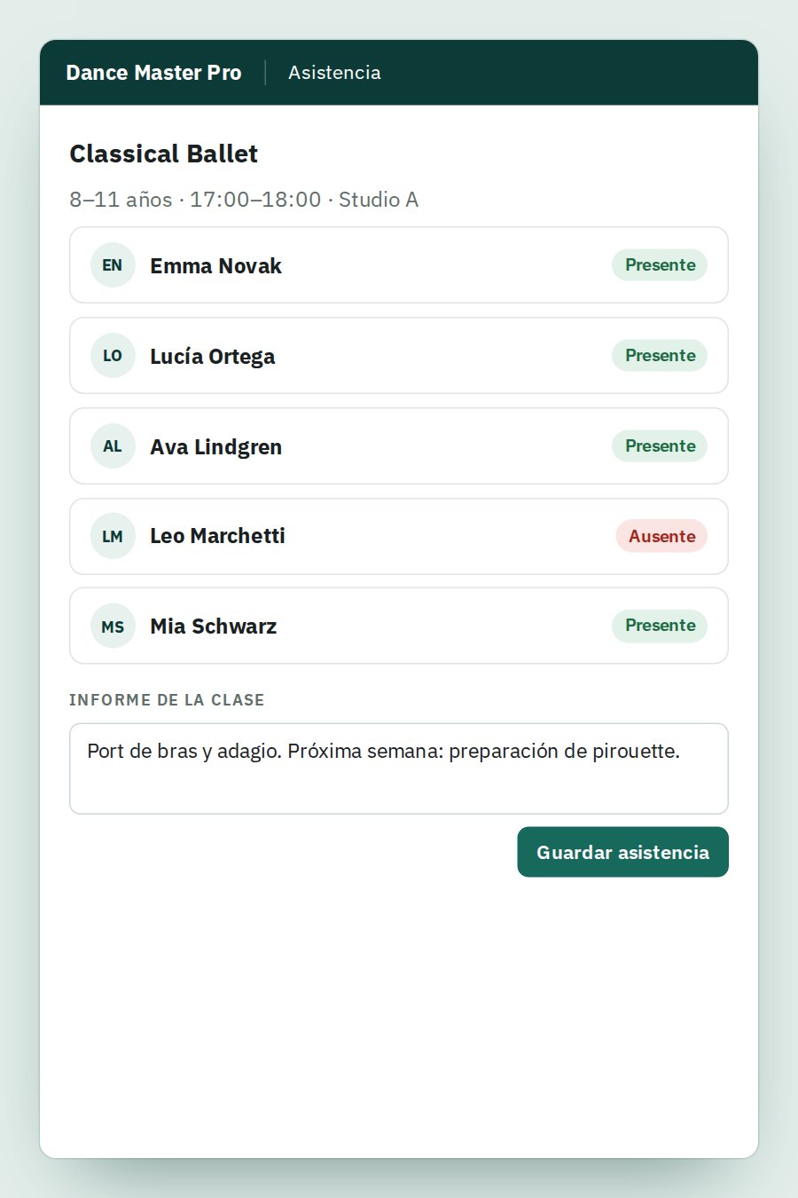 Screenshot of the staff management module