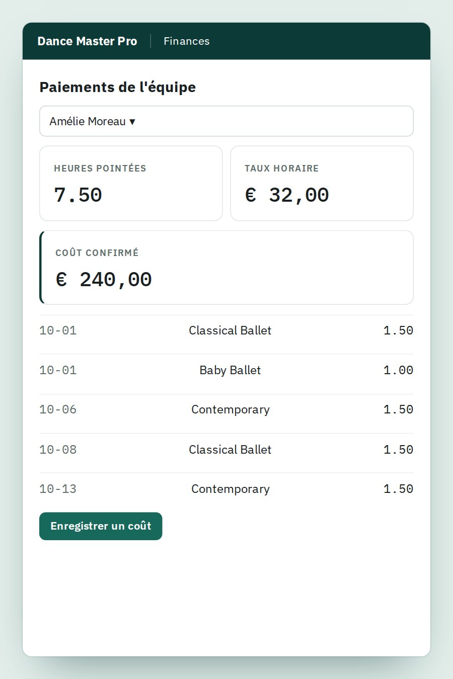 Screenshot of the advanced reporting module