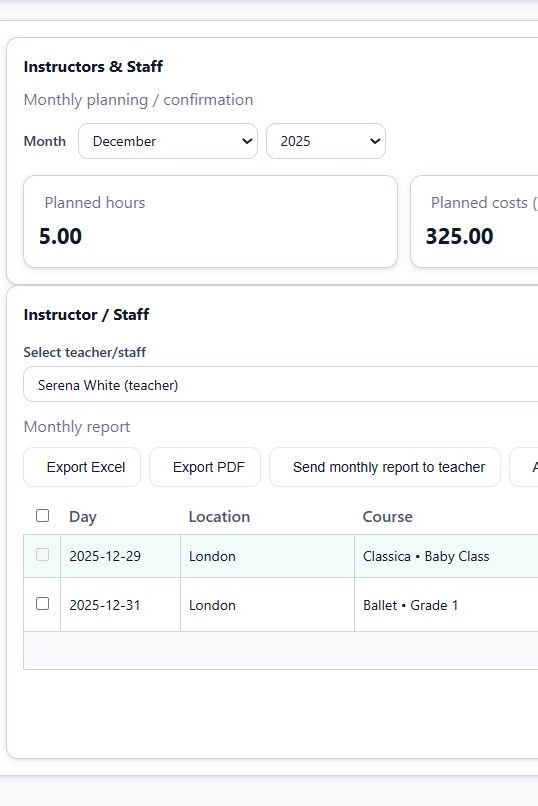 Screenshot of the advanced reporting module