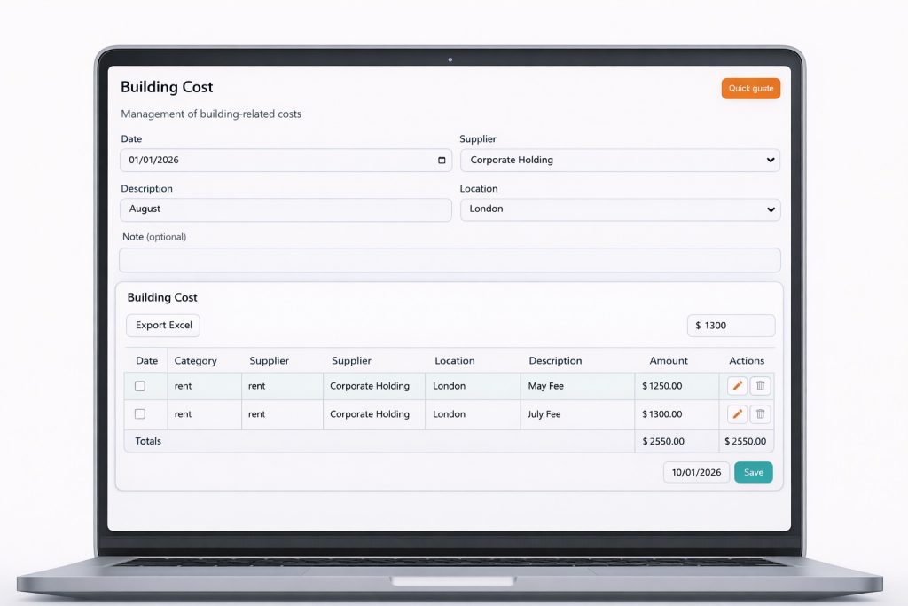 Screenshot of payroll and expense management