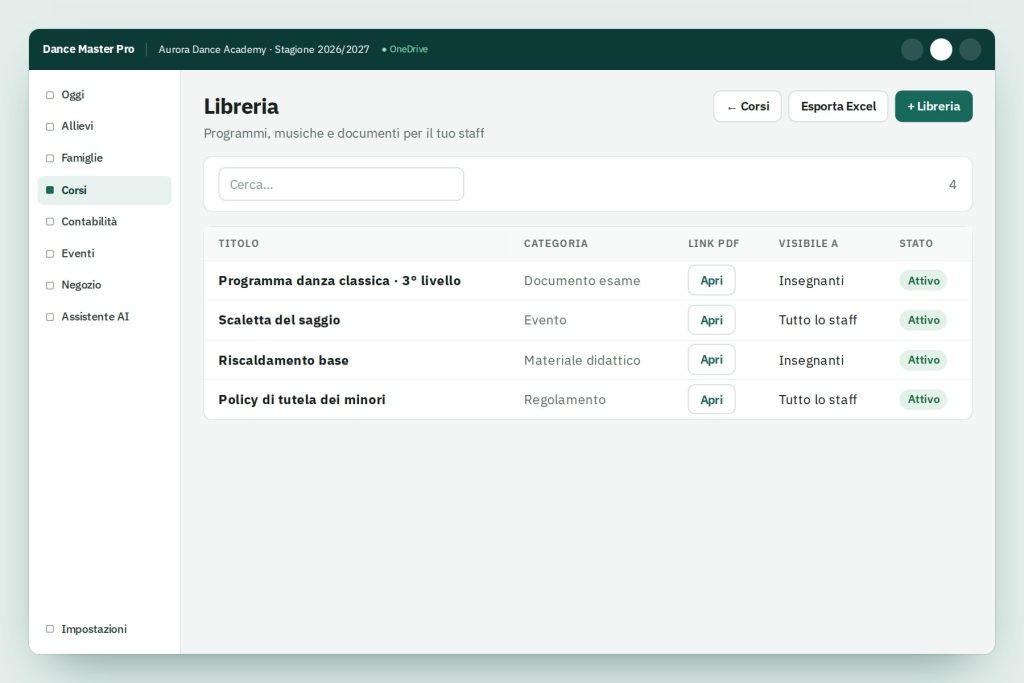 Screenshot of the online library with dance resources and documents